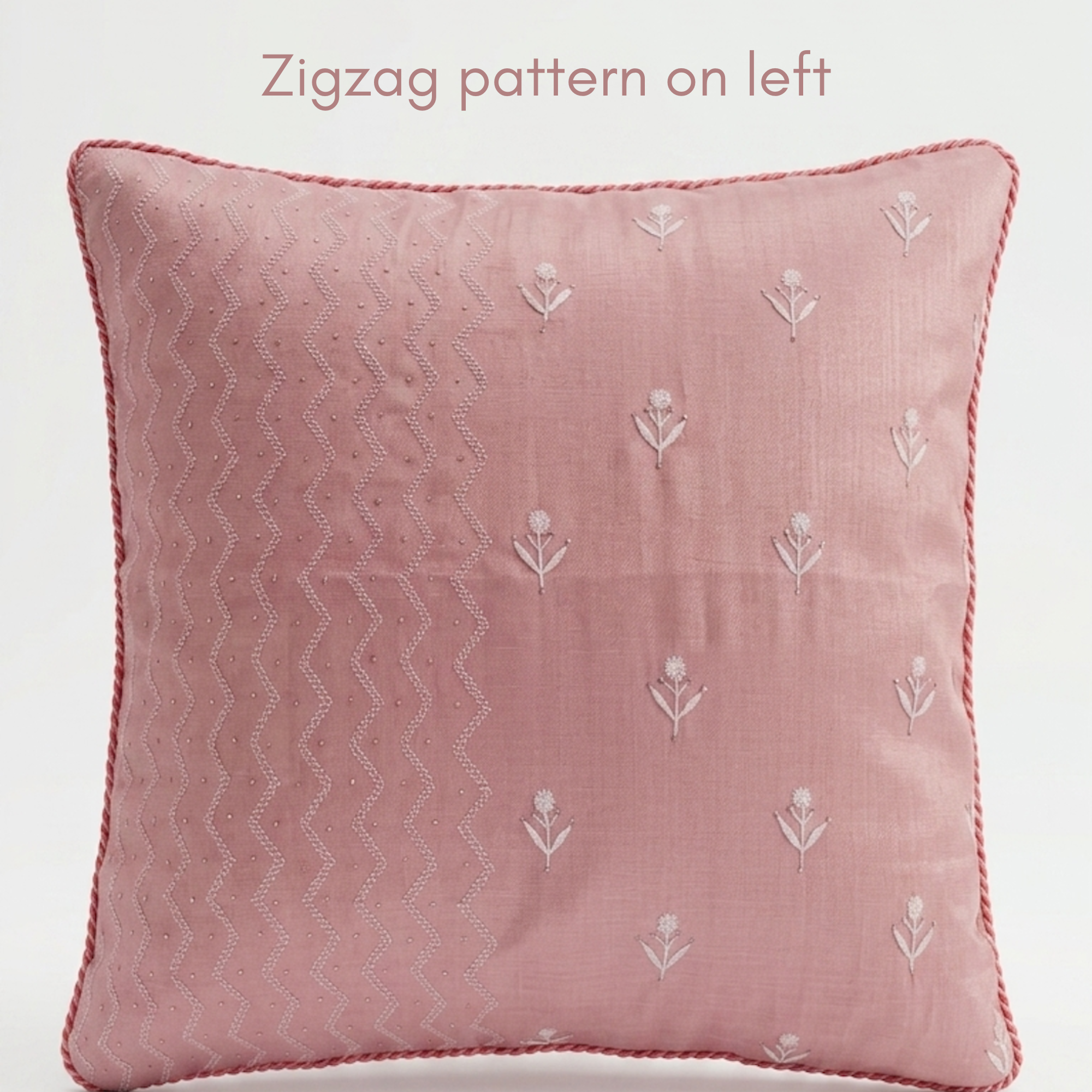 Light Pink Chikankari Cushion Cover 16x16 inches | First Blush | Tissue Silk