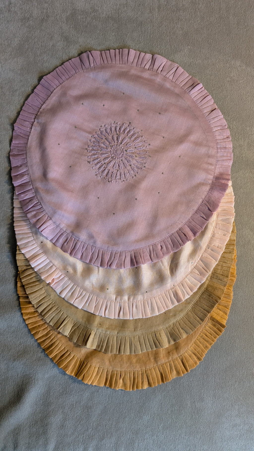 Lavender Chikankari Placemat - Round 14 inches