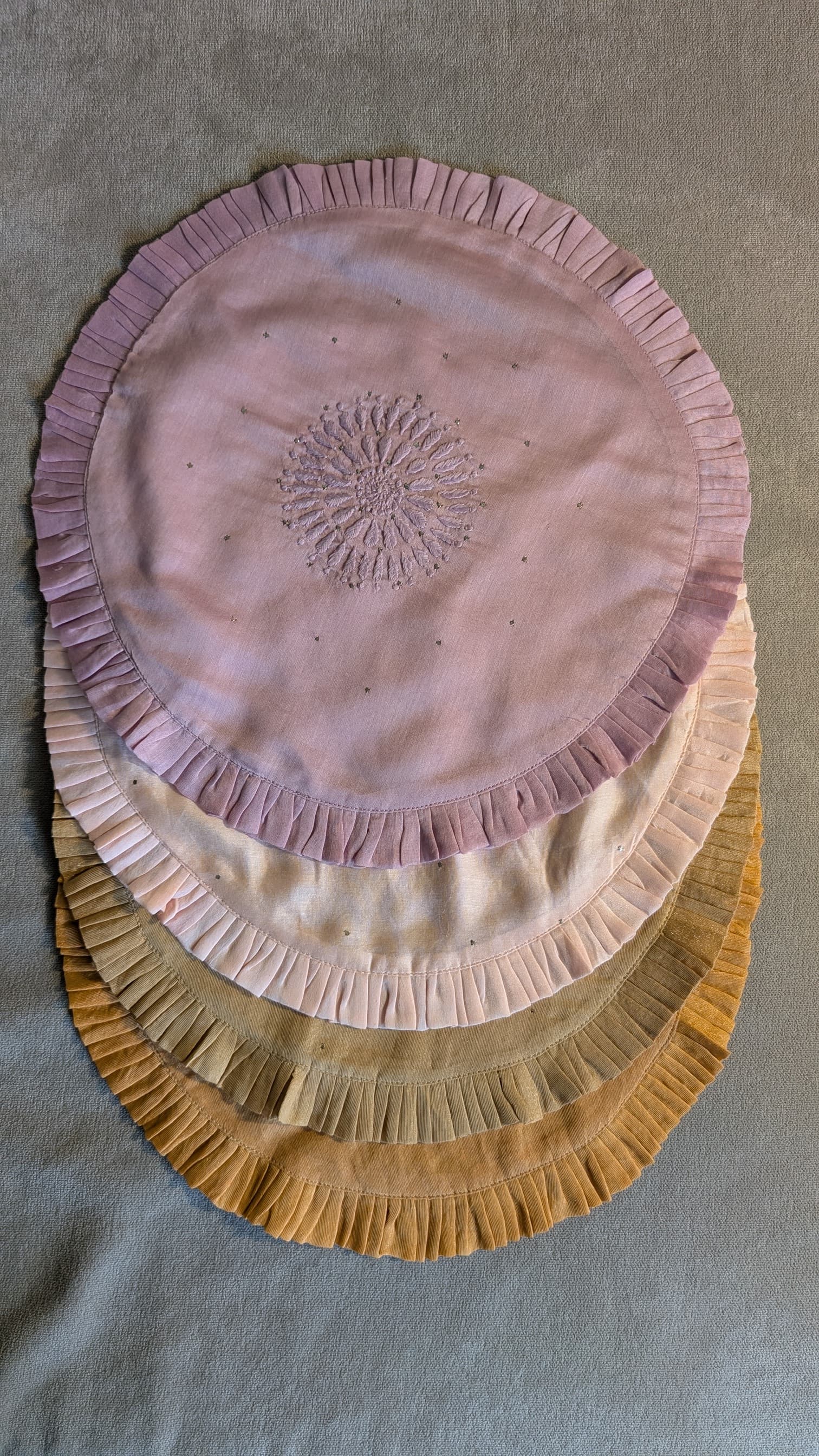 Lavender Chikankari Placemat - Round 14 inches