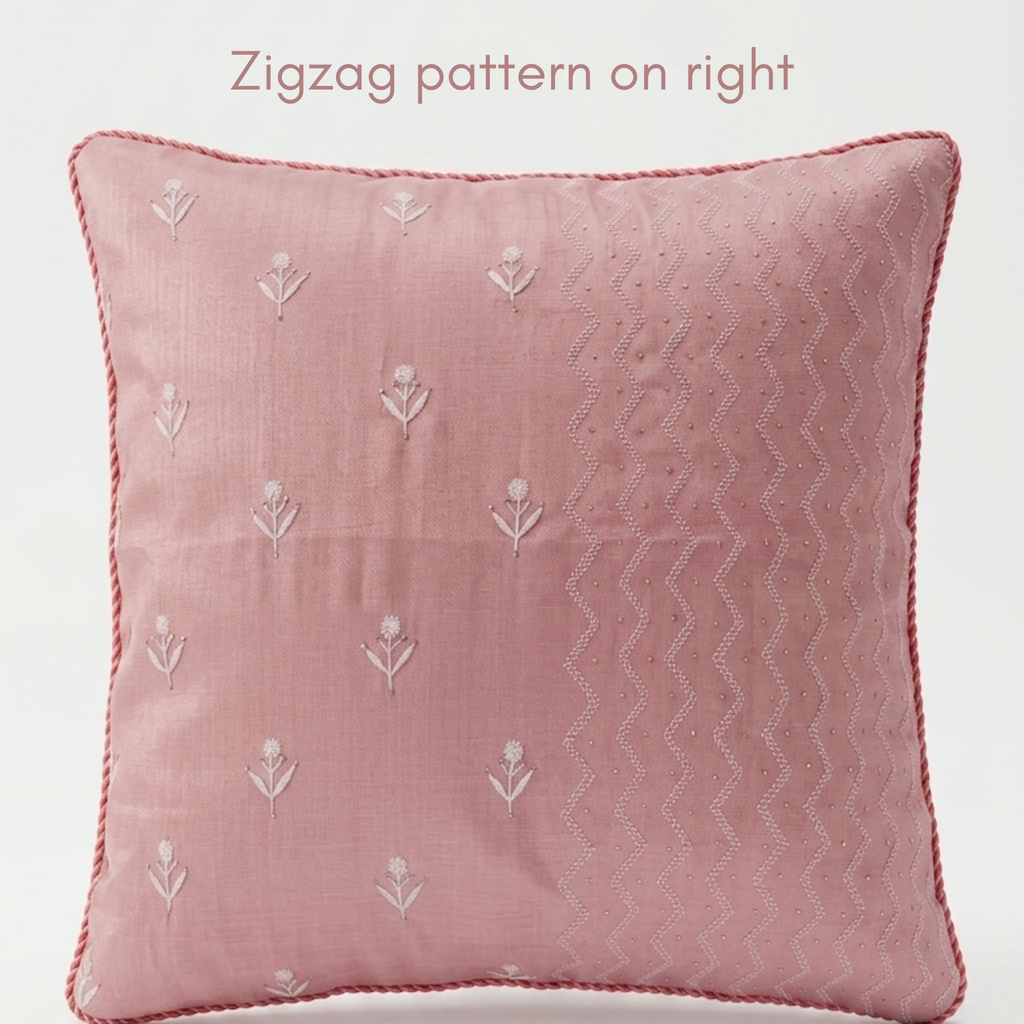 Light Pink Chikankari Cushion Cover 16x16 inches | First Blush | Tissue Silk