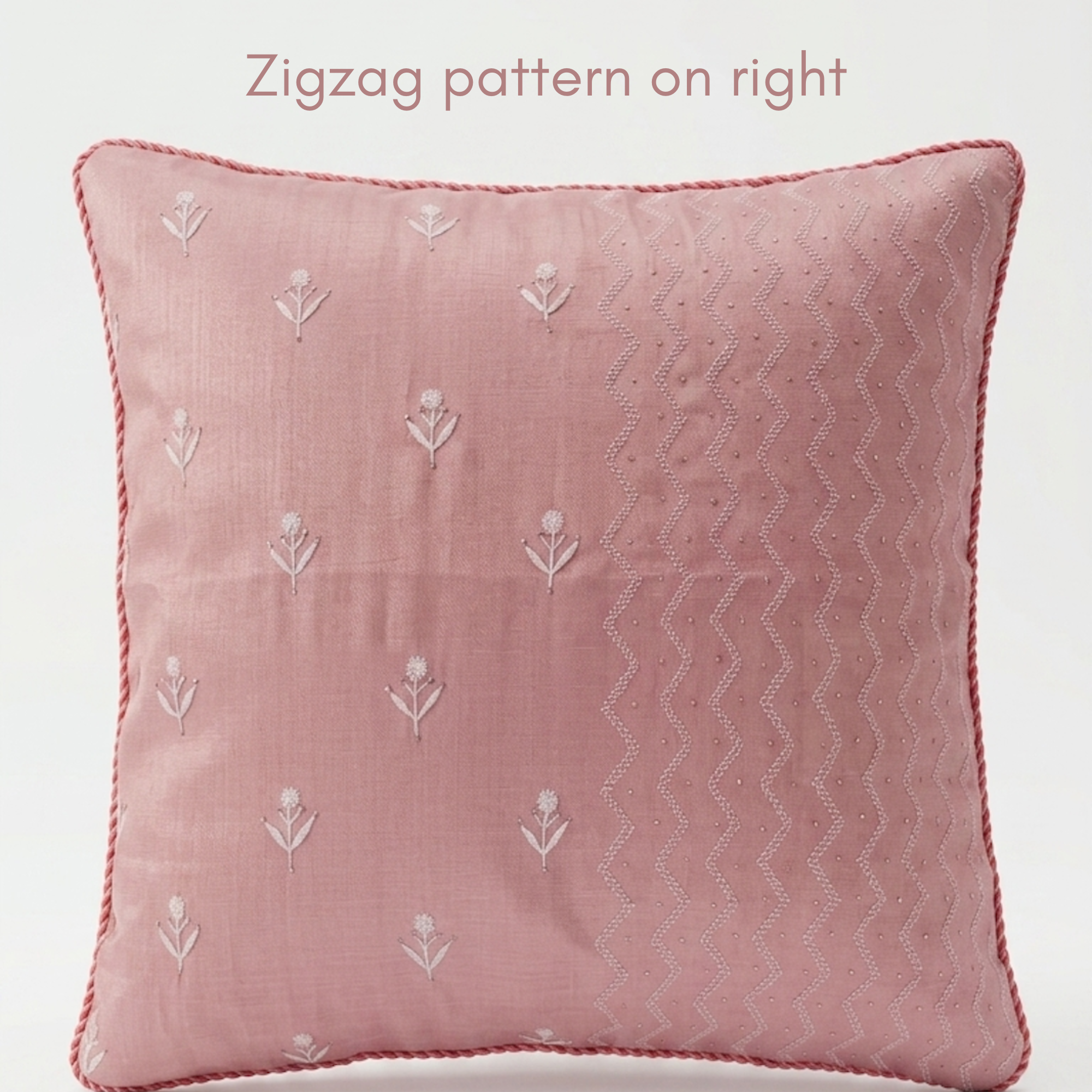 Light Pink Chikankari Cushion Cover 16x16 inches | First Blush | Tissue Silk