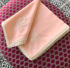 Peach Chikankari Table Napkin Square in set of 2/4/6 - 18x18 Inch