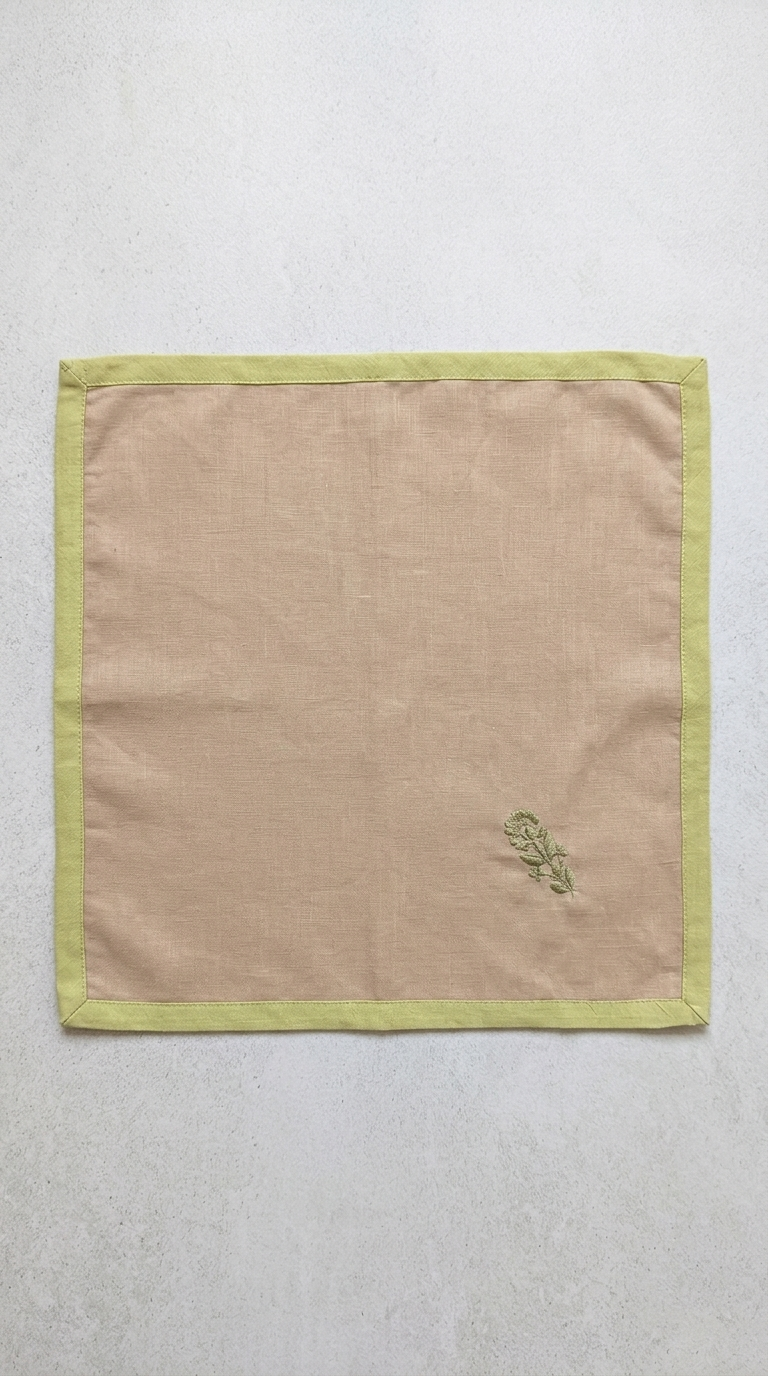 Beige Chikankari Table Napkin Square in set of 2/4/6 - 18x18 Inch