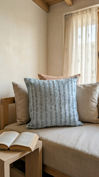 Blue Chikankari Hand Embroidered Cushion Cover | 16x16 inches