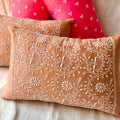 Brown Chikankari Lumbar Cushion Cover 18x12inches
