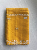 Yellow Chikankari Hand Embroidered Cushion Cover 18x18 inches