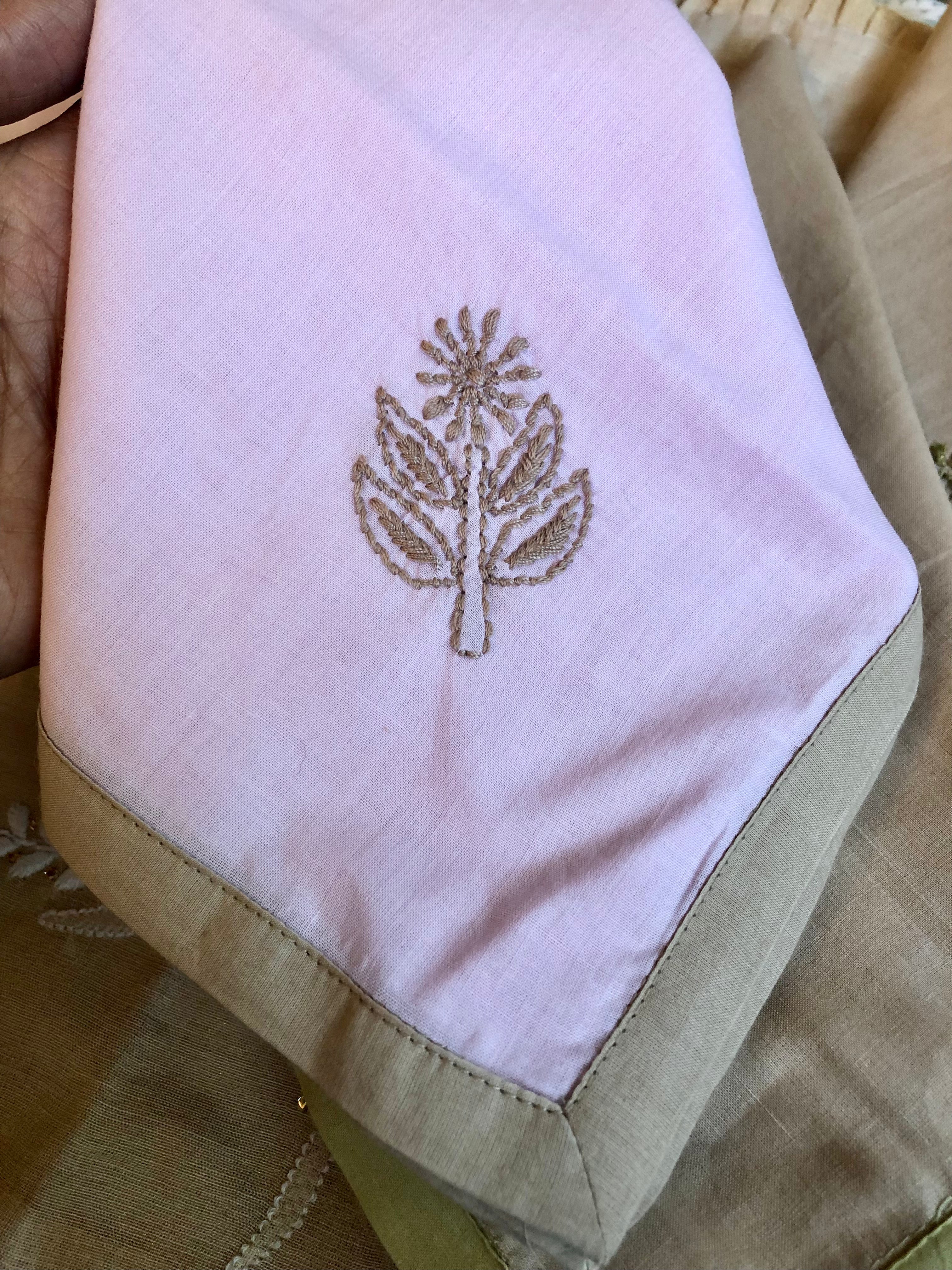 Lavender Chikankari Table Napkin Square in set of 2/4/6 - 18x18 Inch