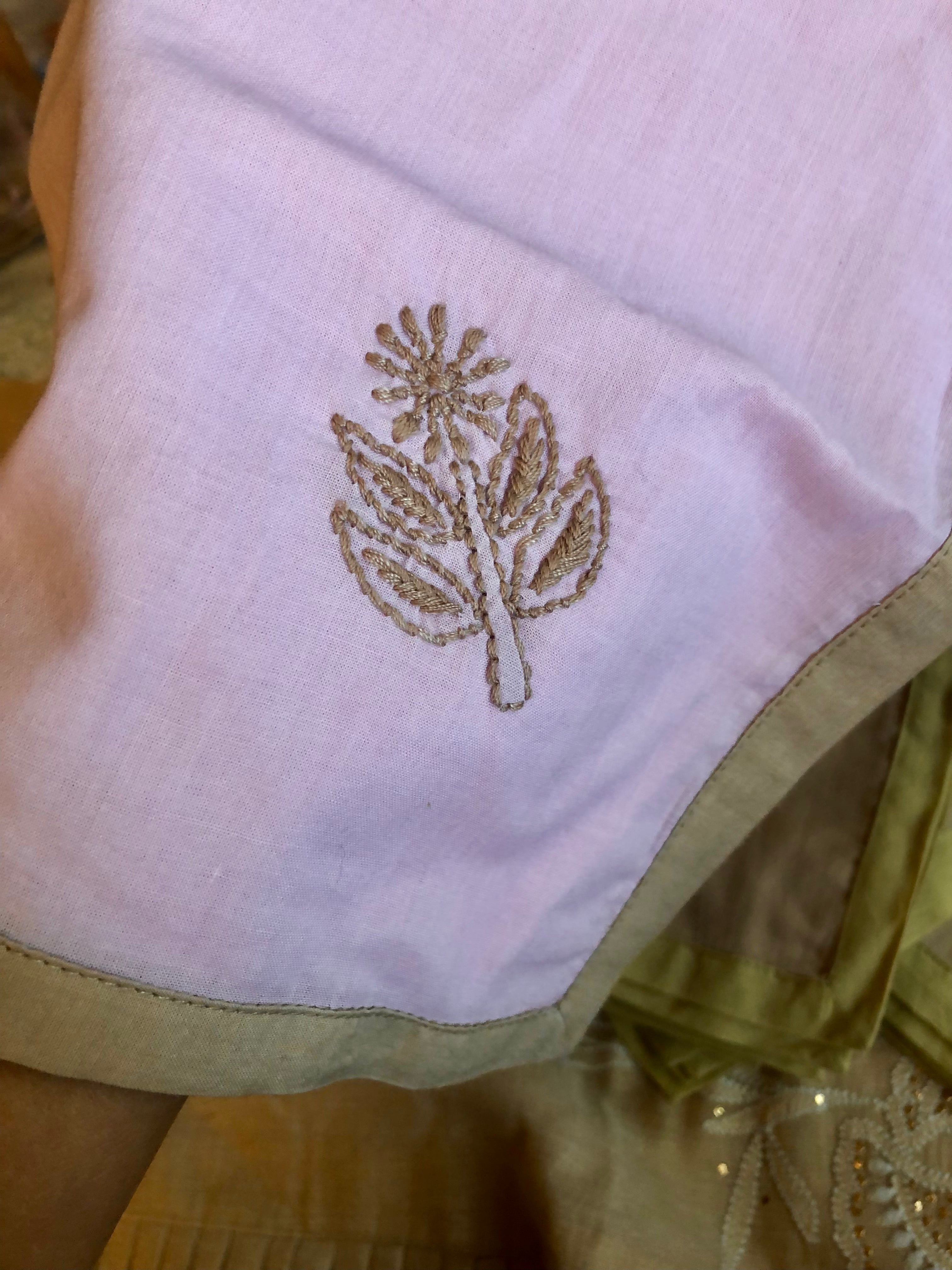 Lavender Chikankari Table Napkin Square in set of 2/4/6 - 18x18 Inch