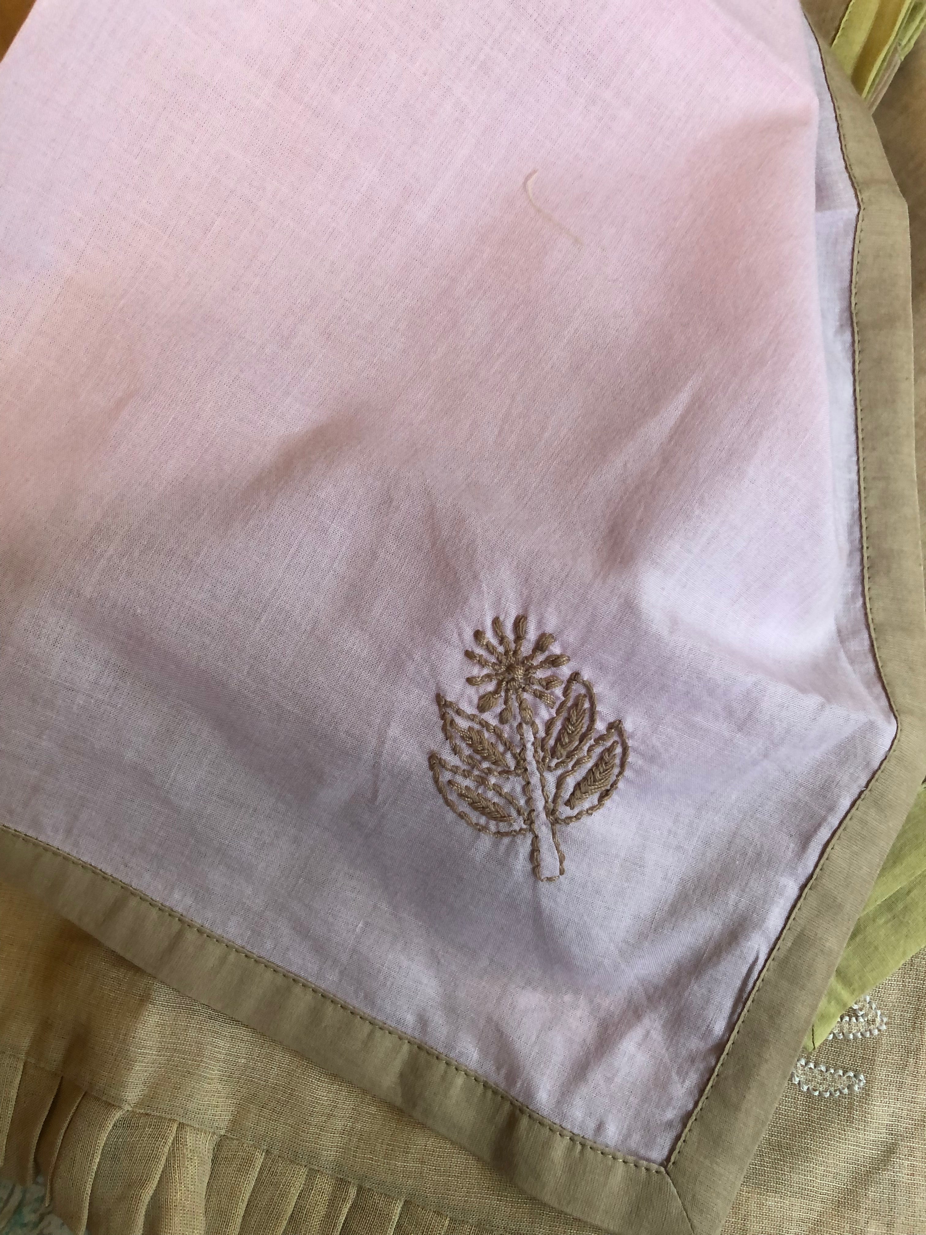 Lavender Chikankari Table Napkin Square in set of 2/4/6 - 18x18 Inch