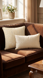 Chikankari Cushion Cover 16x16 inches | Ivory | Tissue Chanderi Silk