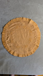 Rust Chikankari Placemat - Round 14 inches