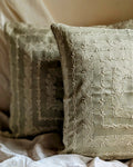 Sage Green Chikankari Hand Embroidered Cushion Cover 16x16 inches