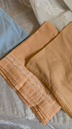 Tan Chikankari Table Napkin Square in set of 2/4/6 - 18x18 Inch