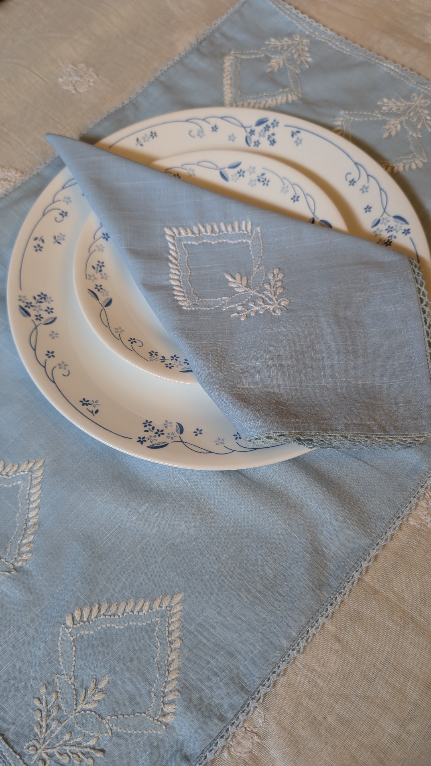 Blue Chikankari Placemat Rectangle 13x 19 inches