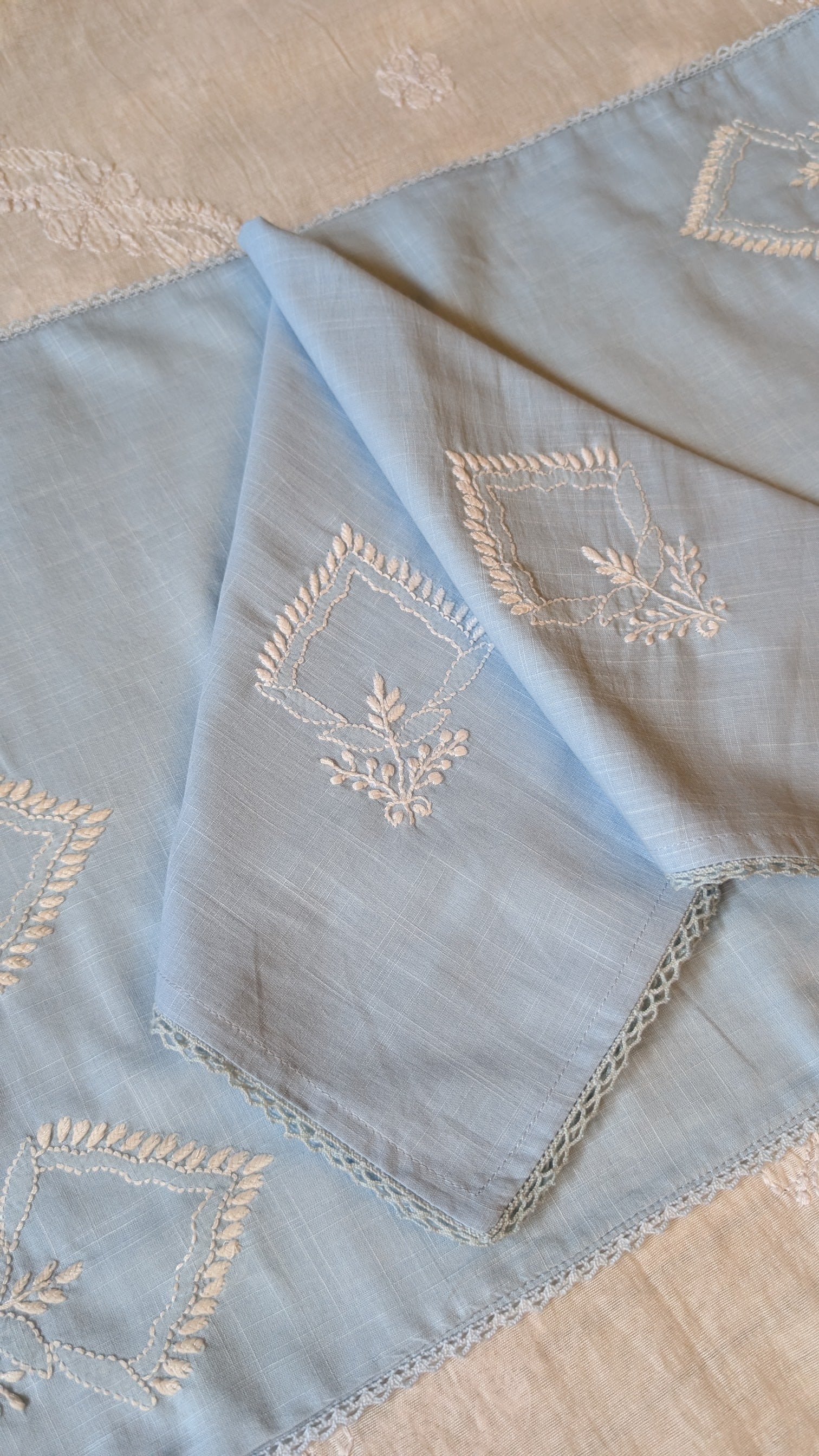 Blue Chikankari Placemat Rectangle 13x 19 inches