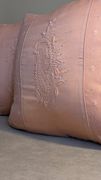 Orange w/Tissue Hand Embroidered Cushion Cover 18x18 inches