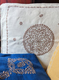 White Cotton Linen Chikankari Cushion Cover- 20x20 inches