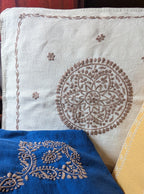 White Cotton Linen Chikankari Cushion Cover- 20x20 inches