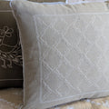 Bright Ecru Cotton Chikankari Cushion Cover- 18x18 inches