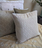 Biege Cotton Chikankari Cushion Cover- 18x18 inches