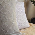 Bright Ecru Cotton Chikankari Cushion Cover- 18x18 inches