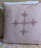 Blush Pink Cotton Chikankari Cushion Cover- 18x18 inches