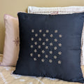 Midnight Blue Chikankari Cushion Cover- 18x18 inches