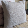 Biege Cotton Chikankari Cushion Cover- 18x18 inches