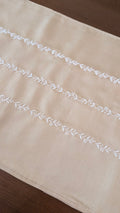 Hand Embroidered Chikankari Table Runner | Luxury Silk Table Linen | BEIGE