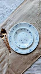 Hand Embroidered Chikankari Table Runner | Luxury Silk Table Linen | CHAMPGNE