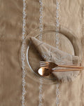 Hand Embroidered Chikankari Table Runner | Luxury Silk Table Linen | BEIGE
