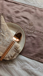 Hand Embroidered Chikankari Table Runner | Luxury Silk Table Linen | MULBERRY