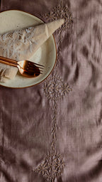 Hand Embroidered Chikankari Table Runner | Luxury Silk Table Linen | MULBERRY