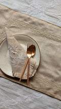Hand Embroidered Chikankari Table Runner | Luxury Silk Table Linen | TUSSAR