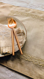 Hand Embroidered Chikankari Table Runner | Luxury Silk Table Linen | TUSSAR
