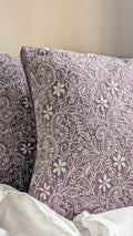 Deep Mauve Chikankari fully embroidered cushion cover 16x16inches