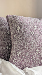 Deep Mauve Chikankari fully embroidered cushion cover 16x16inches