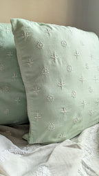 Mint Green Chikankari Cushion Cover 18x18 inches