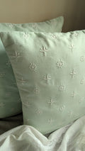 Mint Green Chikankari Cushion Cover 18x18 inches