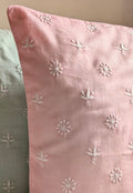 Linen Pink Hand Embroidered Cushion Cover 18x18 inches