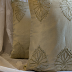 Olive Chikankari Hand Embroidered Cushion Cover 16x16 inches