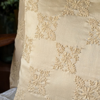 Checks w/Patch Hand Embroidered Cushion Cover 18x18 inches