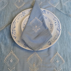 Light Blue Chikankari Table Napkin Square in set of 2/4/6 - 18x18 Inch