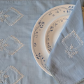 Light Blue Chikankari Table Napkin Square in set of 2/4/6 - 18x18 Inch