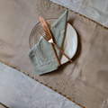 Sage Green Chikankari Table Napkin Square - 18x18 Inch