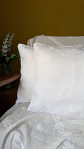 White Silk Hand Embroidered Cushion Cover 16x16 Inches