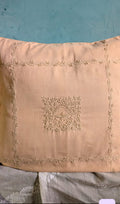 Linen Tan Hand Embroidered Cushion Cover 18x18 inches