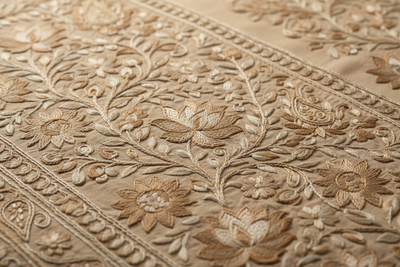beige chikankari embroidery