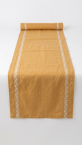 Hand Embroidered Chikankari Table Runner | Luxury Silk Table Linen | GOLD