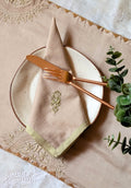 Light Brown Chikankari Table Napkin Square in set of 2/4/6 - 18x18 Inch
